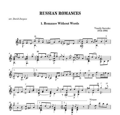 Russian Romances: (Arr. David Jacques): Solo pour Guitare