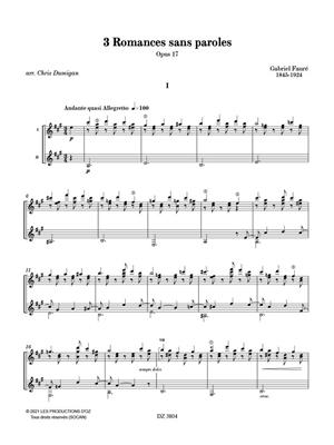 Gabriel Fauré: 3 Romances Sans Paroles, Op. 17: (Arr. Chris Dumigan): Duo pour Guitares