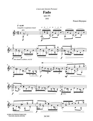 Francis Kleynjans: Fado, opus 191: Solo pour Guitare