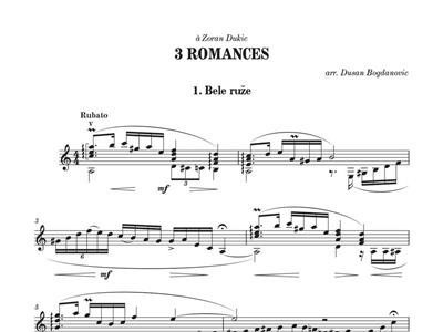 3 Romances: (Arr. Dusan Bogdanovic): Solo pour Guitare