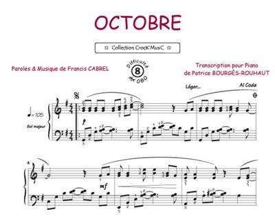 Francis Cabrel: Octobre: (Arr. Patrice Bourgès): Solo de Piano
