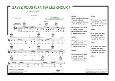 Savez-vous planter les choux: (Arr. Patrice Bourgès): Piano, Voix & Guitare
