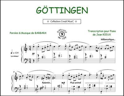 Barbara: Göttingen: (Arr. Jean Rieux): Solo de Piano