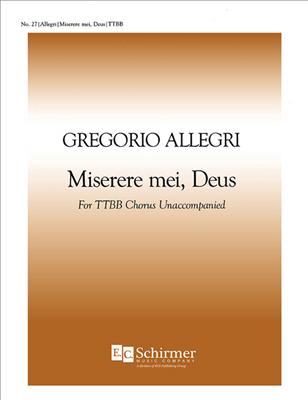 Gregorio Allegri: Miserere Mei Deus: (Arr. A. T. Davison): Voix Basses A Capella