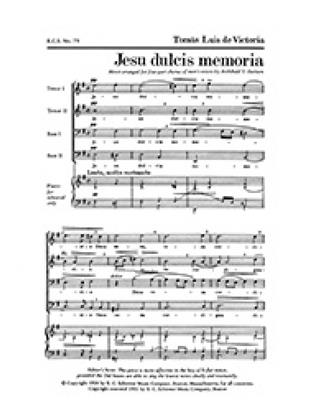 Tomás Luis de Victoria: Jesu dulcis memoria: (Arr. A. T. Davison): Voix Basses A Capella