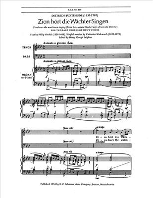 Dietrich Buxtehude: Zion hoert die Waechter Singen: Voix Basses et Piano/Orgue