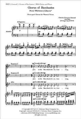 Charles Gounod: Philemon et Baucis: Bacchantes Chorus: (Arr. G. Wallace Woodworth): Voix Hautes et Piano/Orgue