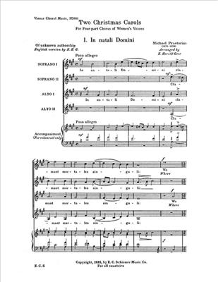 Michael Praetorius: Two Christmas Carols: (Arr. E. Harold Geer): Voix Hautes A Cappella