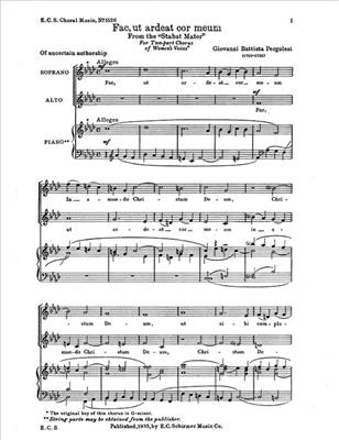 Giovanni Battista Pergolesi: Stabat Mater: Fac, ut ardeat cor meum: Voix Hautes et Piano/Orgue