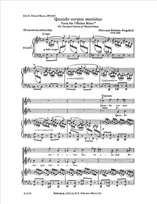 Giovanni Battista Pergolesi: Stabat Mater: Quando corpus morietur: (Arr. Katherine K. Davis): Voix Hautes et Piano/Orgue