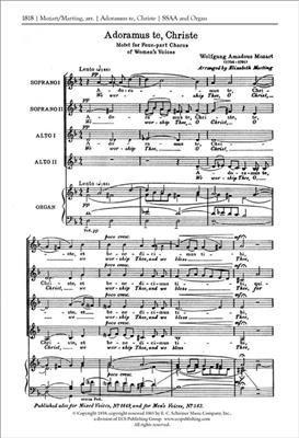 Wolfgang Amadeus Mozart: Adoramus te, Christe: Voix Hautes et Piano/Orgue