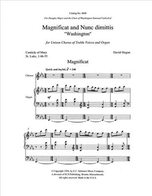 David J. Hogan: Magnificat & Nunc Dimittis: Voix Hautes et Piano/Orgue