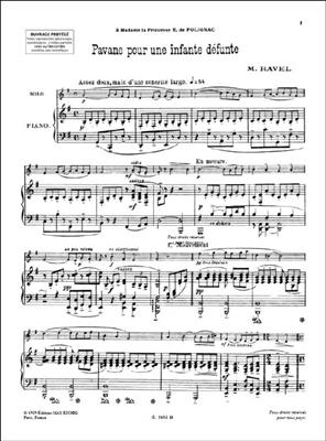 Maurice Ravel: Pavane Pour Une Infante Defunte Fl Ou Vl-Piano: Solo pour Flûte Traversière