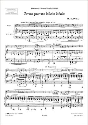 Maurice Ravel: Pavane Pour Une Infante Defunte: Clarinette et Accomp.