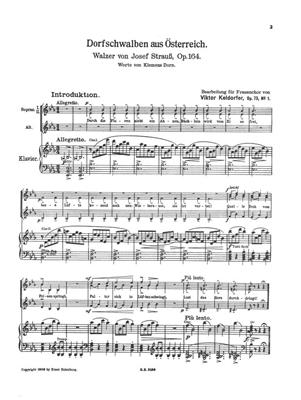 Josef Strauss: Dorfschwalben Aus Österreich: Voix Hautes et Piano/Orgue