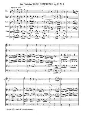 Johann Christian Bach: Sinfonie Op. 3 Nr. 4: Ensemble de Chambre