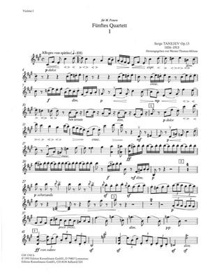Sergei Iwanowitsch Tanejew: Streichquartett Nr. 5: (Arr. Werner Thomas-Mifune): Quatuor à Cordes