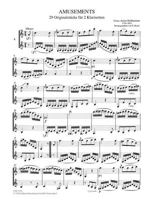 Franz Anton Hoffmeister: 29 Amusements Orginalstucke: Duo pour Clarinettes