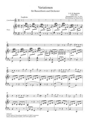 Johann Georg Heinrich Backofen: Variationen Für Bassetthorn: Clarinette et Accomp.