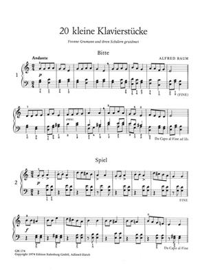 Alfred Baum: 20 Kleine Klavierstücke: Solo de Piano