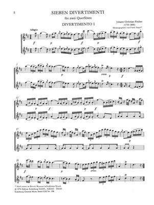 Johann Christian Fischer: 7 Divertimenti Für 2 Flöten: Duo pour Flûtes Traversières