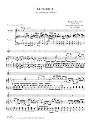 Leopold Kozeluch: Konzert Es-Dur für Klarinette und Orchester: Clarinette et Accomp.