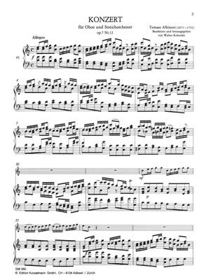 Tomaso Albinoni: Concerto op. 7/12: (Arr. Walter Kolneder): Hautbois et Accomp.