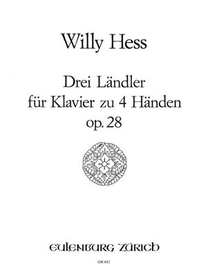 Willy Hess: 3 Ländler Für Klavier Zu 4 Händen: Piano Quatre Mains