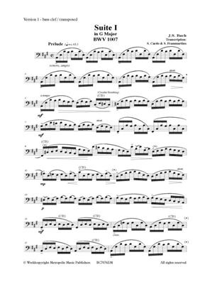 Johann Sebastian Bach: Suite Nr.1 in G Major, BWV 1007: Clarinette Basse