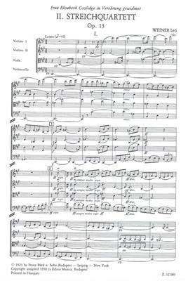 Leó Weiner: Streichquartett Nr. 2 op. 13: Quatuor à Cordes