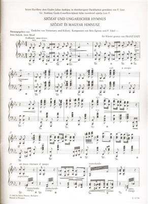 Franz Liszt: Szozat und Ungarischer Hymnus: Solo de Piano
