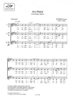 Lajos Bárdos: Ave Maria: Voix Hautes A Cappella