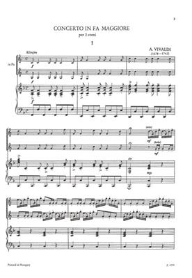 Antonio Vivaldi: Concerto in fa maggiore per 2 corni e pianoforte: Cor Français et Accomp.