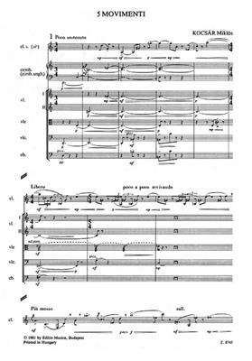 Miklós Kocsár: 5 movimenti: Ensemble de Chambre
