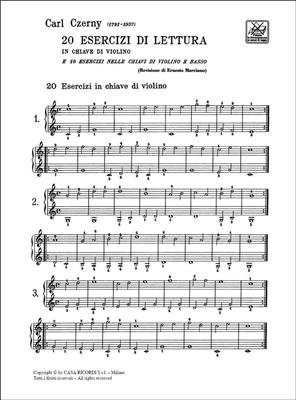 Carl Czerny: 20 Esercizi Di Lettura: Solo de Piano