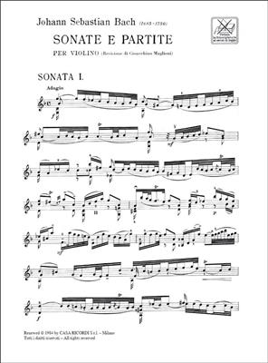 Johann Sebastian Bach: Sonatas And Partitas For Violin: Solo pour Violons