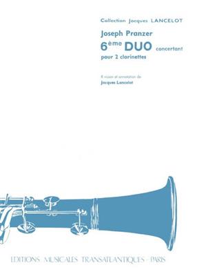 Joseph Pranzer: 6Ème Duo Concertant: (Arr. Jacques Lancelot): Clarinettes (Ensemble)