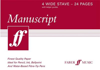 Manuscript A5 4-stave (wide) 24pp (white): Papier à Musique