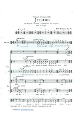 Erik Bergman: Jesurun (Ch11) op. 61: Voix Basses et Ensemble