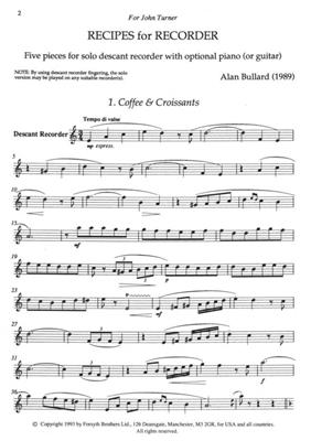 Alan Bullard: Recipes: Flûte à Bec Soprano et Accomp.
