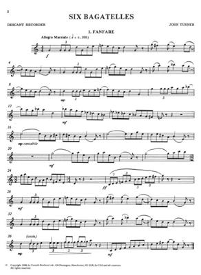 John Turner: Six Bagatelles: Flûte à Bec Soprano et Accomp.