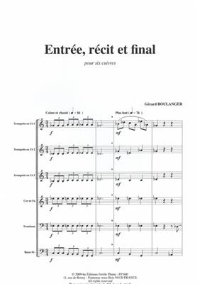 Gérard Boulanger: Entér, Récit, Final: Ensemble de Cuivres