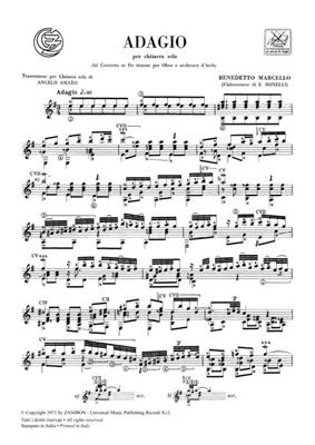 Benedetto Marcello: Adagio Dal Concerto In Do Minore Per Oboe E: Solo pour Guitare