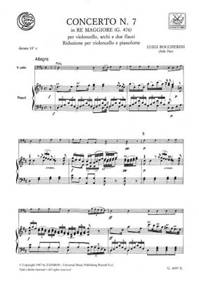 Luigi Boccherini: Concerto N. 7 In Re: Violoncelle et Accomp.