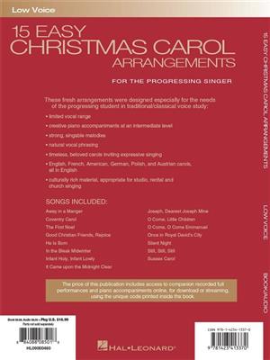 15 Easy Christmas Carol Arrangements - Low Voice: Chant et Piano