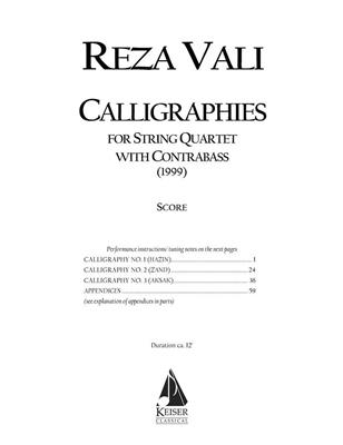 Reza Vali: Calligraphies: Quintette pour Pianos