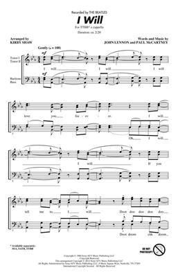 John Lennon: I Will: (Arr. Kirby Shaw): Voix Basses et Accomp.