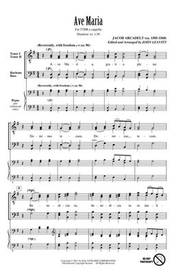 Jacob Arcadelt: Ave Maria: (Arr. John Leavitt): Voix Basses et Accomp.