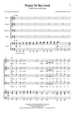 Dan Davison: Praise Ye the Lord: Voix Basses et Piano/Orgue