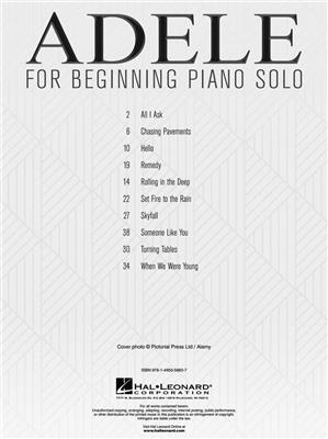 Adele: Adele For Beginning Piano Solo: Piano Facile